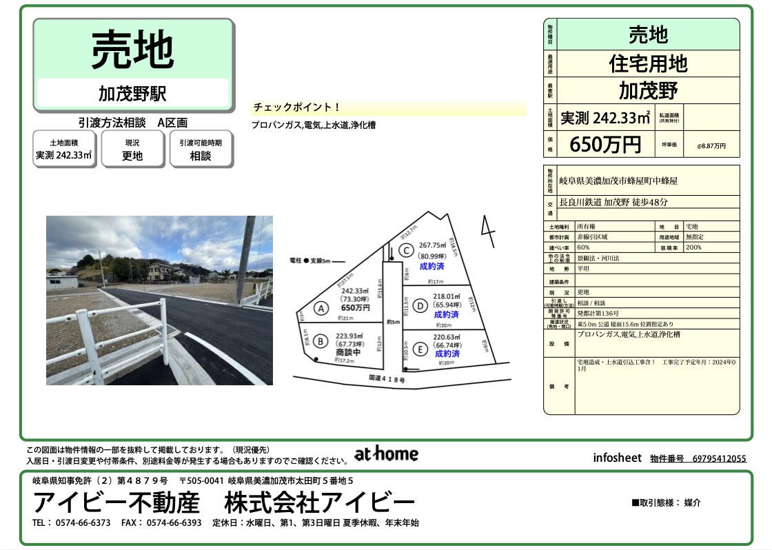 蜂屋B区画商談中